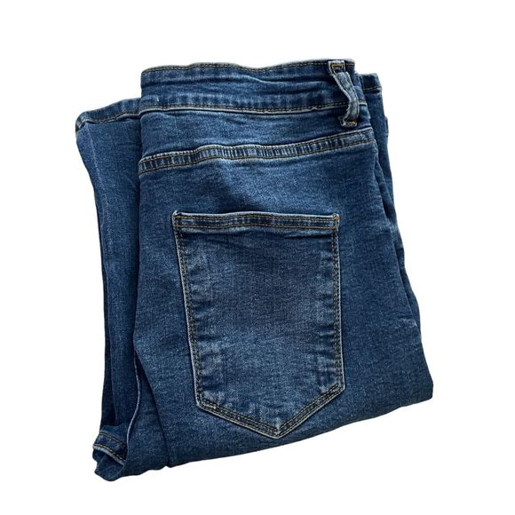 ZARA High Rise Flare Leg Full Length Jean Stretch Medium Wash Size 6 Long - Picture 7 of 7